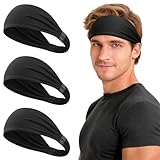 Tumurup Cinta Pelo Deportivas, 3 Pcs Antideslizante Cinta Pelo Hombre Absorbe El Sudor Headband Adecuado Running Tenis Fitness