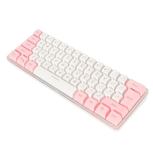 Teclado para Juegos Compacto RGB de 61 Teclas, Técnica Mecánica Imitada para Mecanógrafos, Plug and Play para Uso en el Hogar y la Oficina (Rosa Blanco)