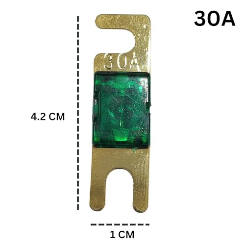 Image of KMH 30A Mini ANL Fuse Kit Nickel Blade Plated Fork Fuses | Car Audio & Video Circuit Breaker Protection | Electronic System Fuse Holder for Safe Power Distribution, Pack of 5