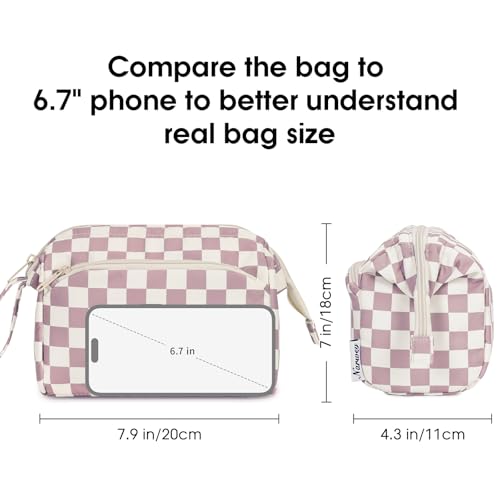 Image of Narwey Travel Makeup Bag Toiletry Bag, Wide Open Cosmetic Bag for Women