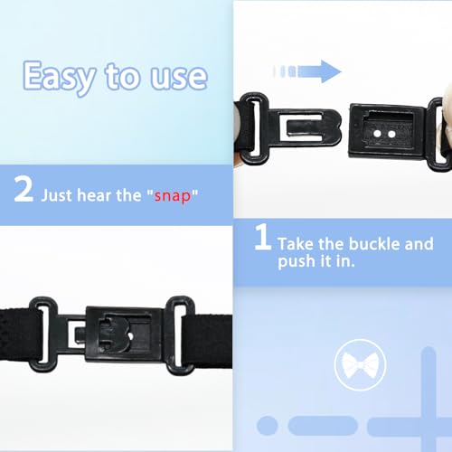 Image of LJBFNN Womens Bow Tie, Black Ribbon Bow Tie for Women, Clip on Adjustable Rhinestone Bowtie for School Uniforms Wedding