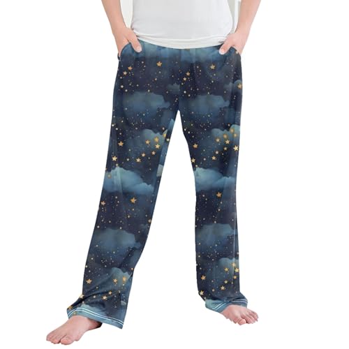 Nebula Star Long Pajama Pants Elastic Waist PJ Bottoms with Pockets S A110887
