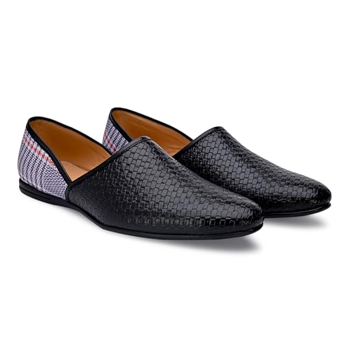 Image of San Frissco Men's Embroidered Mojaris Casual Slip-On Shoes | Soft Cushioned Footbed Insole with TPR Sole | Stylish Lightweight Jutti Perfect for Party Weddings Festive Season