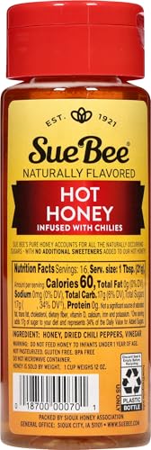 Miel Picante Sue Bee Natural Infundida con Chili 12 oz Pack 6 miniatura 3
