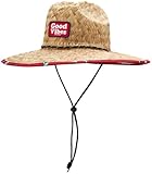 Life is Good Men's Straw Hat - Breathable Wide-Brimmed Woven Beach Sun Hats for Men - Lifeguard Sun Protection Hat, Size OneSize, Red