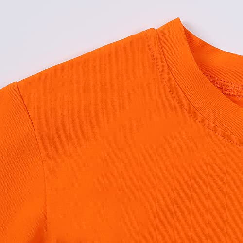 Image of KISBINI Toddler Kids Plain Short Sleeve T-Shirt and Shorts Set Unisex Cotton Summer Outfit Clothes for Little Boys or Girls