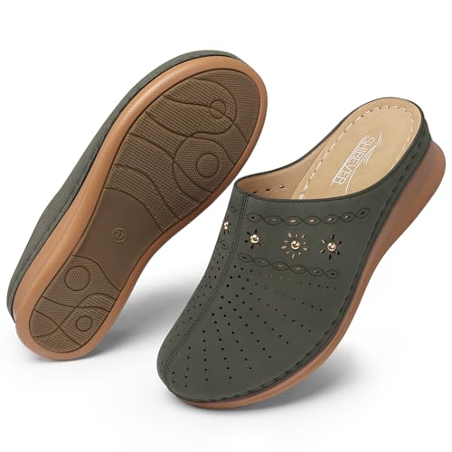 Image of SHIBEVER Clogs for Women Mules Comfortable: Slip On Closed Toe Casual Shoes | Cushioned Footbed All-Day Comfort Non Slip Platform Dress Shoes Breathable Upper for Walking Work Business Office Travel