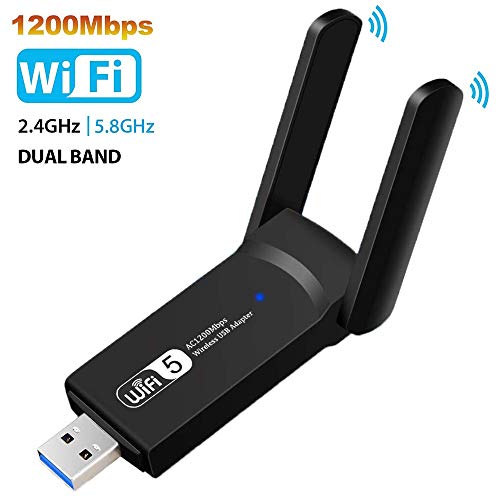 1200Mbps Adaptador WiFi USB, Receptor WiFi Dongle Inalámbrico con Doble Banda AC1200, Soporte de 5Ghz 867Mbps 2.4Ghz 300Mbps, USB 3.0 para PC/Desktop/Laptop Windows10 /8.1/8 /7 /XP,MAX OSX