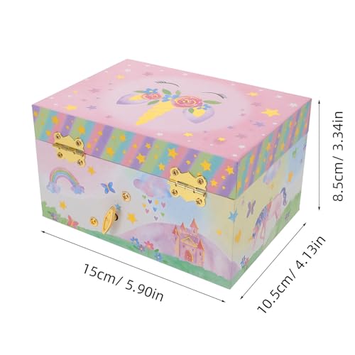 Joyero musical pequeño con compartimentos para pendientes de niñas VILLCASE 3