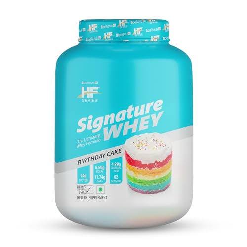 Image of HF Series Signature Whey Protein Powder|62 servings|Build Lean and Bigger Muscle |2Kg|Flavour-Birthday Cake