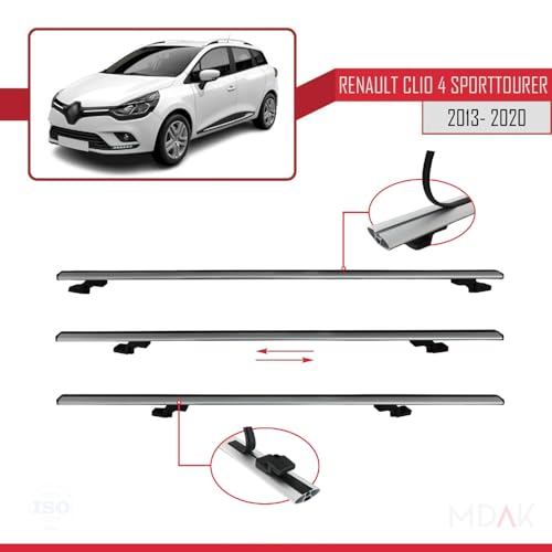Barres de toit pour Renault Clio 4 ST 13-20 en aluminium gris MDAK - 5