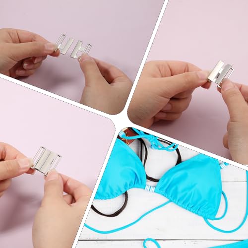 QfwdfcTrenz 10 Pairs Bikini Clasp Swimsuit Clasp Replacement Alloy Bra Buckle Hook Closure Bra Clasps Replacement Part Front Closure Hook & Clasps Fasteners for Lingerie Sewing Swimwear Clip Making