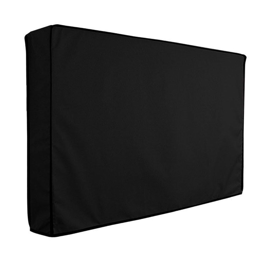 ZYNCUE Copertura per televisore da esterno impermeabile 600D, protezione per TV resistente alle intemperie, schermo piatto con tasca per telecomando, per tosaerba nero (56-61 cm), bobina per