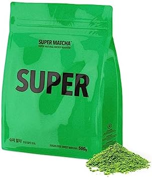 SUPER MATCHA Korean Premium Sweet Matcha Powder - Large 18oz (500g) Size for Daily Health and Wellness Boost, Ceremonial Grade, Calorie-free Natural Sweetener