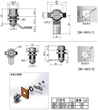 Door Lock Barrel,Cylinder hasp Lock, Cabinet Lock 2PCS Door Mailbox Drawer Cupboard Locker Cam Lock T Plastic Handle Cabinet Security Furniture Locks with Keys Hardware (Color : (Color : Sk10