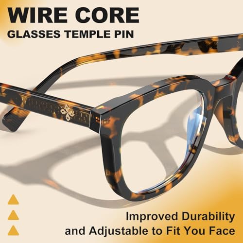 Image of VISOONE Square TR90 Lightweight Anti Glare UV400 Gaming Computer Glasses | 99% Digital Screen Filter Non-Prescription Clear Lens Oversized Frame Trendy Fashion Blue Light Blocking Women Men NOE