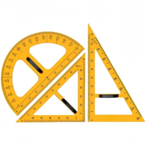 Citybaby教育用三角板分度器コンパス定規小学校中学校大型多機能描画ツール作図セット黒板数学算数尺大授業教師をサポート (【強力磁石】三角定規2枚+分度器-3点セット)