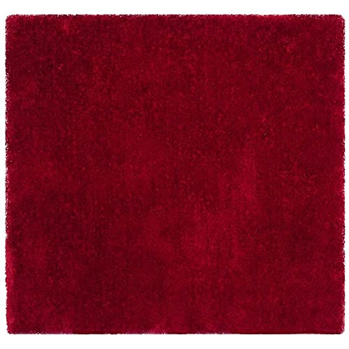 Image of A R Creations Anti Slip Fluffy Fur Plain Area Rug Made with Polyester and Microfiber for Home Office Kitchen Living Room Bedroom and DiningHall (5x7 Feet, Red