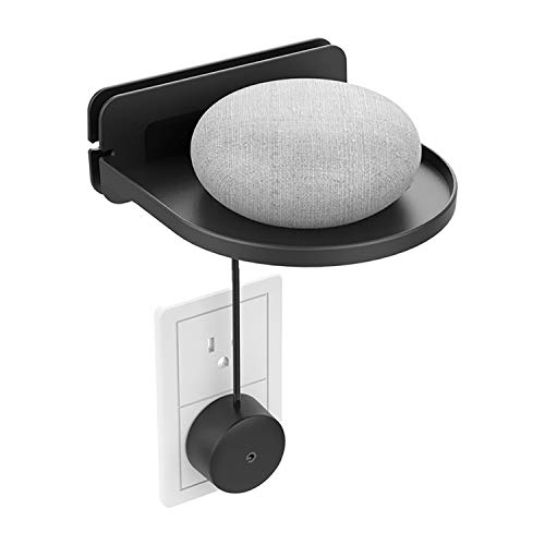 sciuU Soporte de Pared Universal, Estante Mural, para Google Home Mini, Google WiFi, Sonos, Altavoz Inteligente, Cable Organizador Integrado, Cámara, Instalación con Adhesivo 3M o Tornillos, Negro