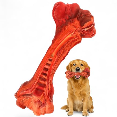 Dog Chew Toy – Natural Rubber Dog Toy, Beef Flavor – Dog Toys for Medium & Large Dogs – Bone-Shaped Chew for Dental Health – Indoor and Outdoor Play