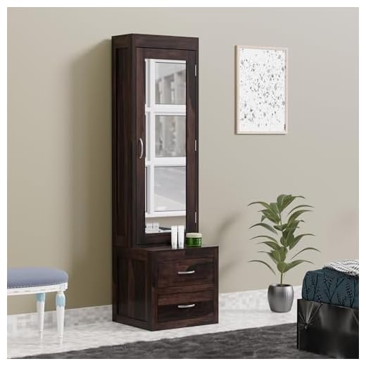 Krishna Wood Decor Sheesham Wood Dressing Table With 2 Drawer Storage For Living Room Bedroom Wooden Vanities For Home Solid Wood Bedroom Furniture (Walnut Finish)