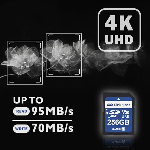 LinkMore SDカード 256GB メモリーカード 4K動画対応 / フルHD撮影/デジタルカメラ/一眼レフ / V30 / Class10 / UHS-I / U3【読込最大95MB/s】