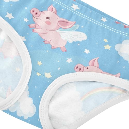 Wusikd Pink Piglets Wings Girls' Underwear Cotton Cute Girls Briefs Soft Toddler Underwear 2T4