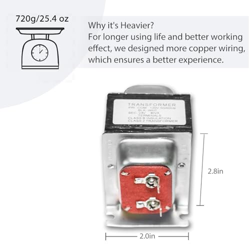 24V 40VA Transformateur de sonnettes de porte - Core en cuivre lourd pour anneau Pro/2 & Nest Bonjour, Easy Install Hardwired Alimentation, Thermostat / Chime Compatible