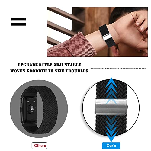 Niboow Strap Compatible with Fitbit Versa/Versa 2 / Versa Lite, Women Men Children Elastic Nylon Breathable Braided Watch Bands Compatible with Fitbit Versa/Versa 2 / Versa Lite - Black - Image 4