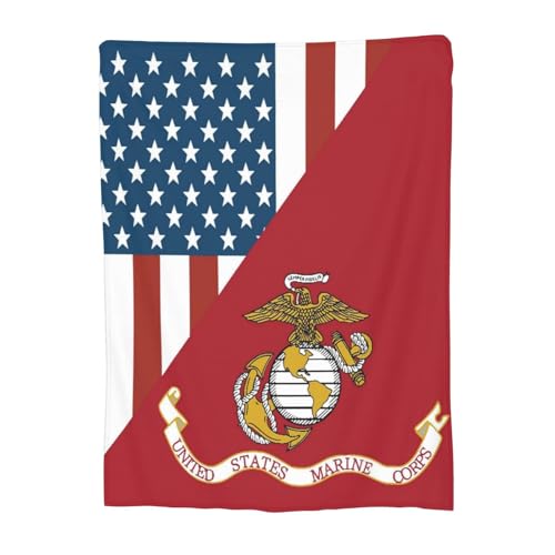 Marine United States Corps Americana Military Cozy Flannel Plush Blanket Ultra-Soft Micro Fleece Blanket Gift Sherpa Bed Decor Quilts for Sofa Car Camping Couch Travel Nap 60