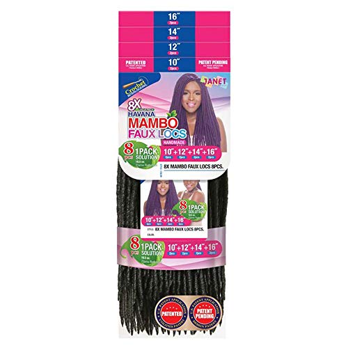 Janet Havana Mambo Faux Locs Braid 8pcs (10"+10"+12"+12"+14"+14"+16"+16") (BURG)