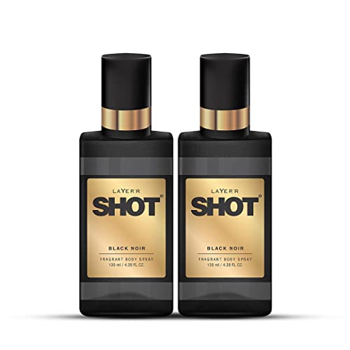 Image of Layer'r Shot Black Noir Fragrant Body Spray For Men -2 x130ml Each | Long Lasting & Skin-Friendly Premium Fragrance | Perfect For all occasions | For Men