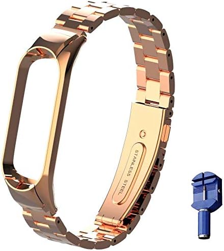 OLLIVAN for Xiaomi Mi Band 4 Strap, Mi Band 4 Mi Band 3 Wristbands Metal Replacement Bracelet Accessories Adjustable Wrist Straps for Xiaomi Mi Band 4 Mi Band 3 -No Tracker