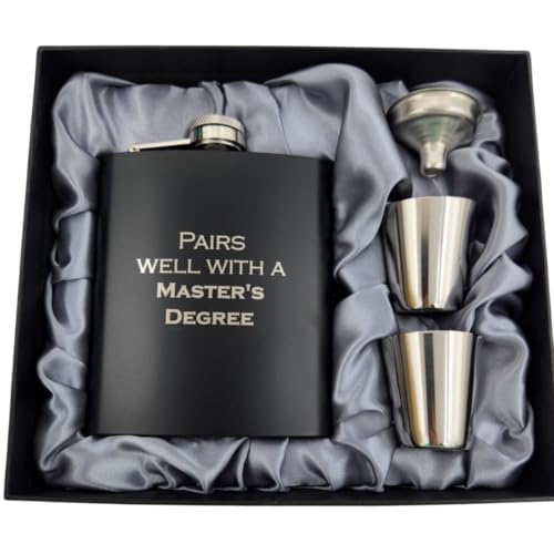 Bachelors Degree Graduation Gifts, Masters Degree Graduation Gifts, College Grad Gift for Men 2025, Grad Present for Women, Graduate Gift for Adult Funny, Pairs Well College Graduate Flask (Masters)