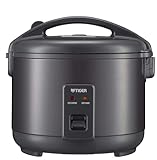 Tiger JNP-S15U-KY 8 Cup Capacity White Rice Cooker with Non-Stick Inner Pot, Retractable Power Cord, and Keep Warm up to 12 hours (Obsidian Black)