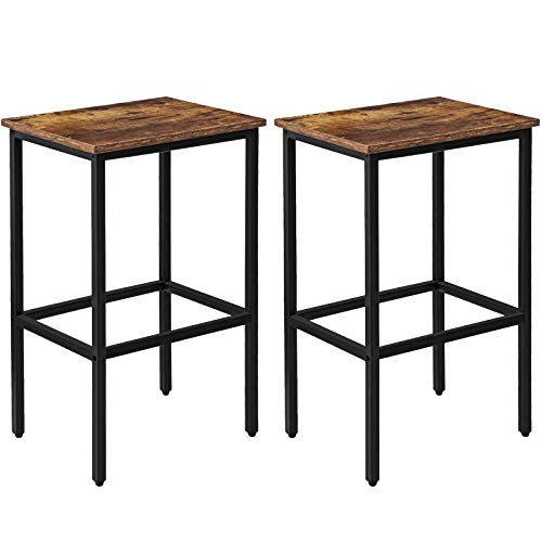 KINGSO Bar Stools, Set of 2 Bar Chairs, Kitchen Breakfast Stools Industrial Bar Chairs with Adjustable Footrest for Living Room, Party Room, Kitchen, Pub, Rustic Brown
