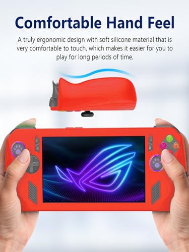 Image of Silicone Case for ASUS ROG Ally X 2024 New Soft Silicone Anti-Fall Shockproof Protective Kids Friendly for Rog Ally X Gaming Console Accessories (RED)