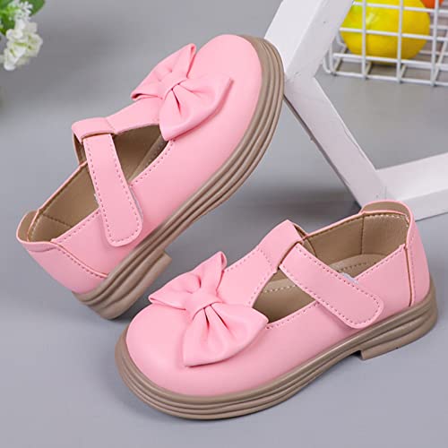 Girls Dress Shoes Mary Jane Flat Back to School Party Wedding Shoes Toddler/Little Kid Chunky Heel Platform Loafers Shoes (Pink, 10.5 Little Child)4