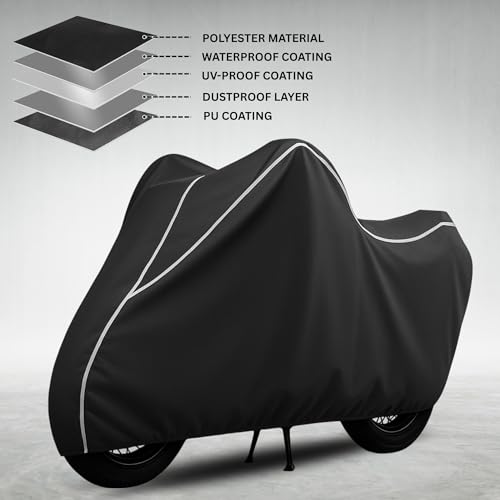Image of 100% Waterproof Jupiter 125 Bike Cover | Polyester Body Cover for Rain & Sun | UV Protection, Dustproof, Scratch Resistant, Windproof, Heat Resistant, Vehicle Specific Fit (Black)