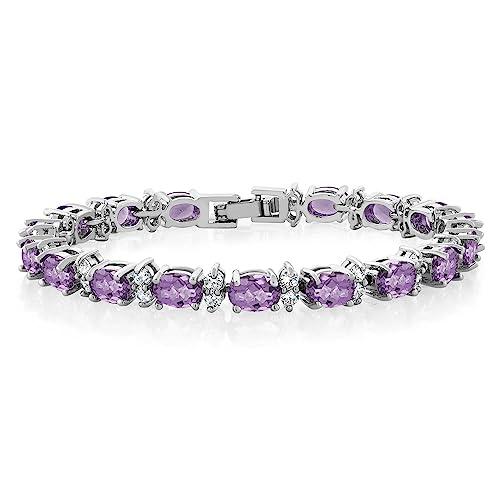 Gem Stone King 20.00 Ct Gorgeous Oval and Round 7 Inch Sparkling Cubic Zirconia CZ Tennis Bracelet For Women