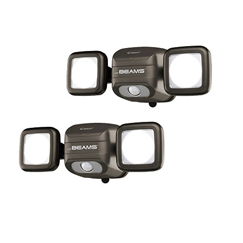 Mr. Beams MBN3000-BRN-02-00 MBN3000 NetBright 500 Lumen High Performance Wireless Battery Powered Motion Sensing LED Dual Head Security Spotlight, 2-Pack, Brown, 2 Count