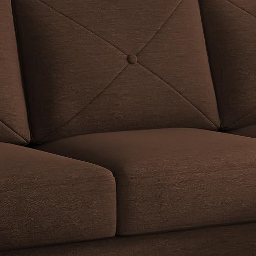 Image of Baloney RHS 4 Seater L Shape Sofa Set for Living Room (Brown Fabric) Premium Fabric Sofa