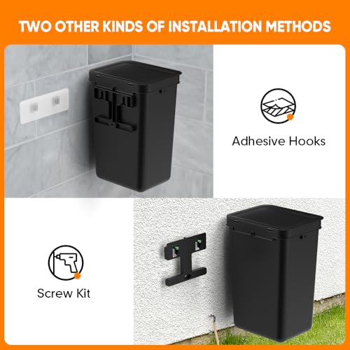 Image of Moryimi Dog Poop Trash Can Outside, 3.1 Gallon Dog Waste Trash Can with Trash Bag Dispenser, Outdoor Dog Poop Trash Can with Lid, Black Hanging Trash Can for Fence, Garbage, Outdoors, Counter Top
