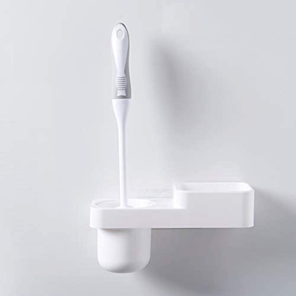 Toilet Brush and Holder, Bowl Cleaning System with Scrubbing Wand, Under Rim Lip and Storage Caddy for Bathroom