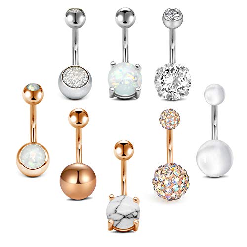 Anicina 14G Belly Button Rings Surgical Stainless Steel Belly Rings 10mm Belly Bar Piercing Navel Piercing Jewelry 8pcs Anicina 14G Belly Button Rings Surgical Stainless Steel Belly Rings 10mm Belly Bar Piercing Navel Piercing Jewelry 8pcs