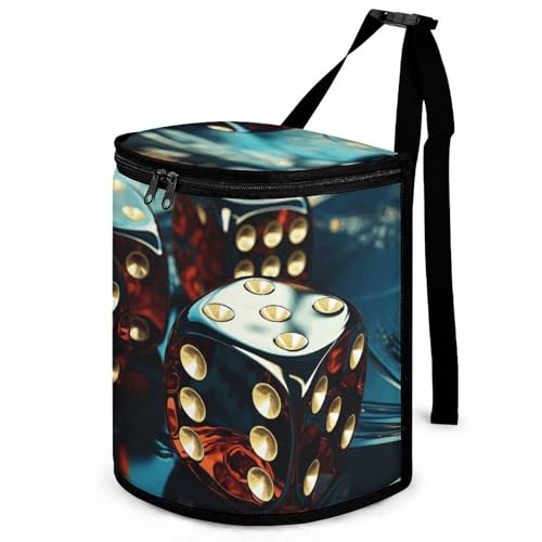 Cubo de basura redondo Dice Graphics para coche y bolsa de viaje