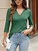 TICTICMIMI Women's V Neck 3/4 Sleeve T Shirts Casual Basic Summer Tees Shirts Loose Fit Tunic Tops Green