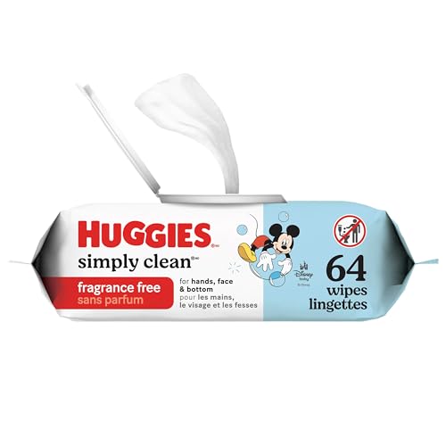 Huggies Simply Clean Unscented Baby Diaper Wipes, 1 Flip-Top Pack (64 Wipes Total), Packaging May Vary