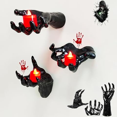 Halloween Decorations, Scary Halloween Decorations Indoor, 3 Pack Wall Mounted Creepy Reaching Hands, Halloween Wall Decor, Life-Sized Horror Hands for Gothic Wall Decorations Cover
