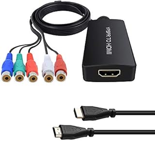 Dingsun Component to HDMI Converter Female YPbPr to HDMI Converter Support 720P/ 1080P for HD TV, DVD Player, Blu-ray Player, Wii, PS2/PS3, Xbox 360, Original Xbox and More (with HDMI Cable)